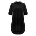 thumbnail image 3 of RYDCOT Women Plus Size Solid Cotton Linen Turn Down Collar Loose Shirt Dress, 3 of 6