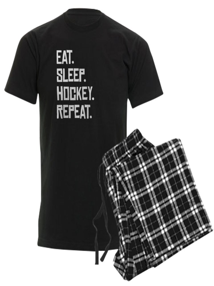 CafePress Eat Sleep Hockey Repeat Pajamas Men's Dark Pajamas