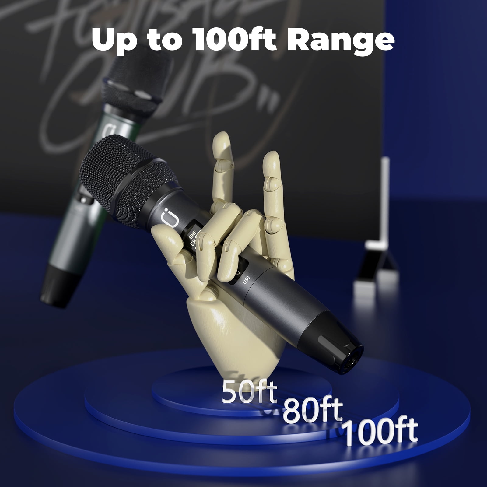 JYX Dual Wireless Microphones, Handheld Dynamic Microphone Battery Operated with Rechargeable Receiver, Professional Karaoke Microphone Set