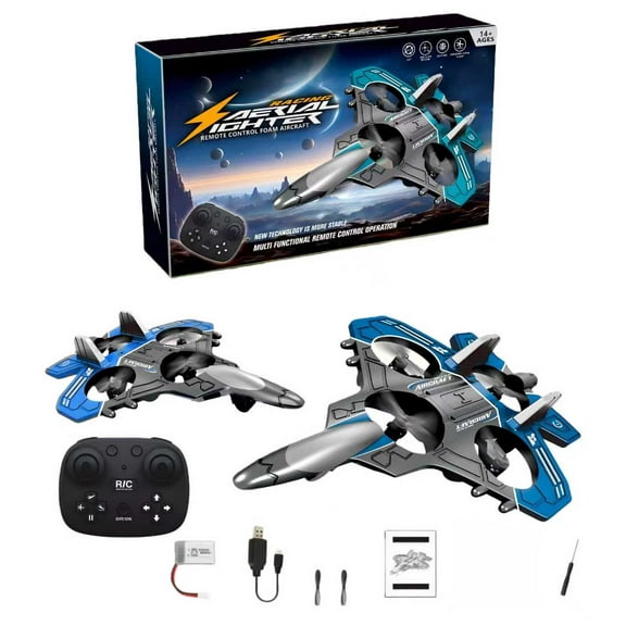 4DRC V17 RC Aircraft, 2.4GHz Foam RC Plane, Helicopter & Quadcopter with Cool LED Lights and 360° Rotating Function