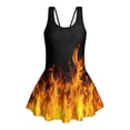 thumbnail image 4 of COEQINE Girls One Piece Swimsuit with Skirt Sleeveless Cute Skirted Bathing Suit Hawaiian Swimwear for Kids 3-4 Years, Summer Swim Dress for Water Play, Fire Flame Black, 4 of 8