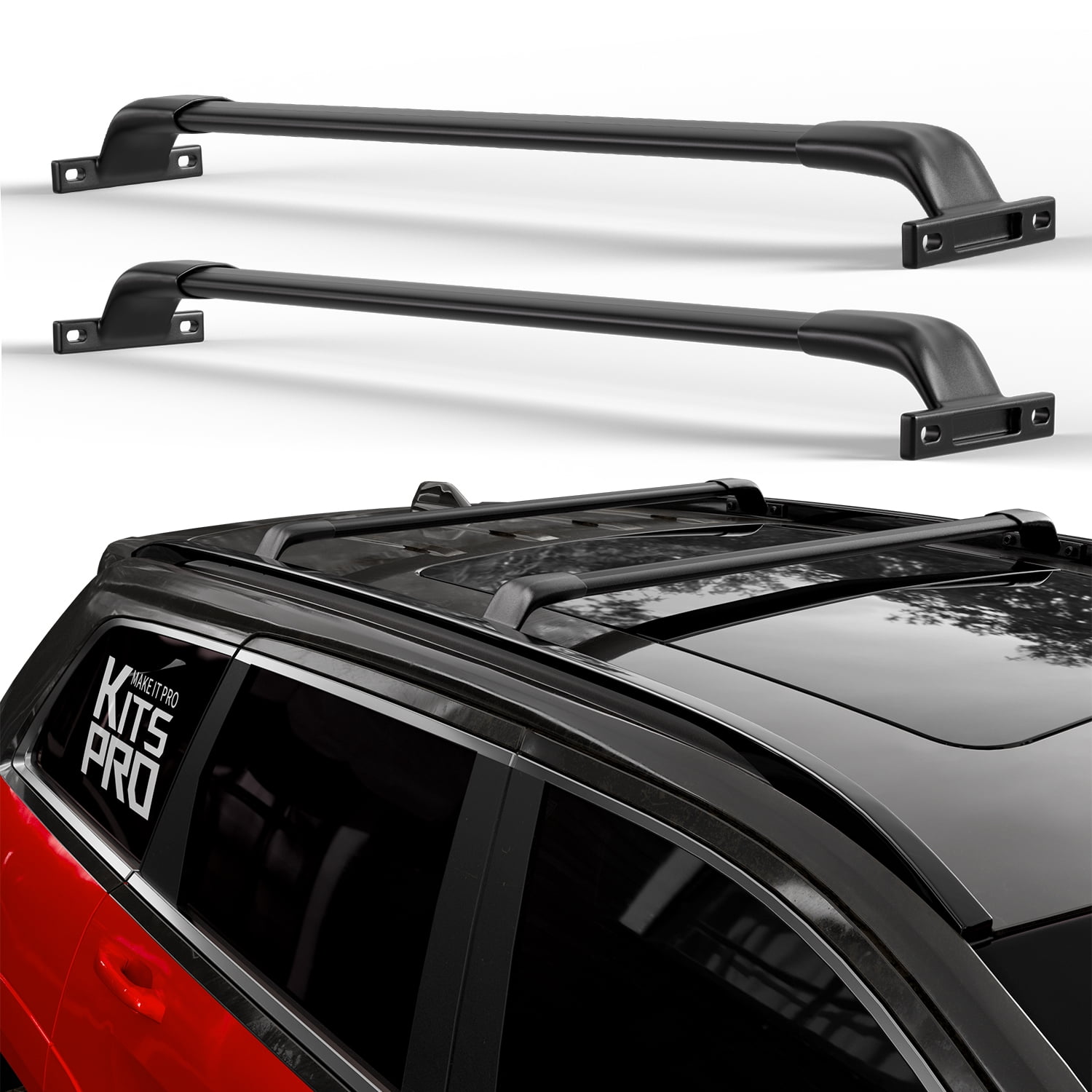 BrightLines Black Aluminum Roof Rack Cross Bars for Toyota Rav4 LE