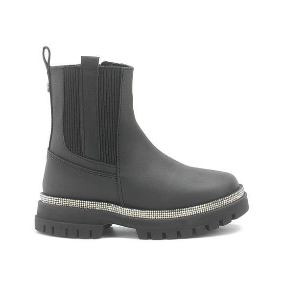 Botín Bambino Para Niña Chunky Casual Pedrería Antiderrapante negro 22