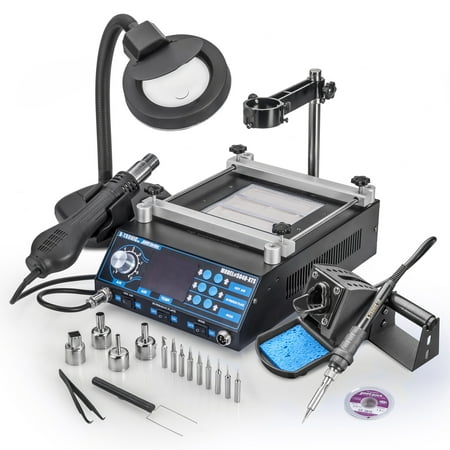 X-Tronic Model #5040-XR3 Hot Air Rework Soldering Iron & Preheating Station with 70 Watt Iron, 10 Asst Solder Tips, 4 Hot Air Nozzles, Pinpoint Tweezers, IC Popper, Gootwick & Free 5X Magnifying