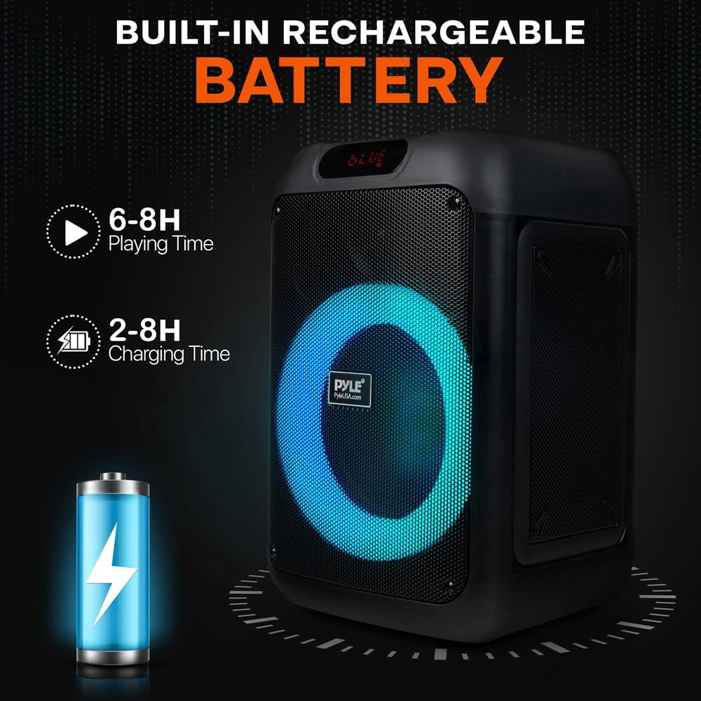 Portable BT Party Speaker - 100W, Rechargeable Battery, Mic Input, TWS, Color-Changing Lights