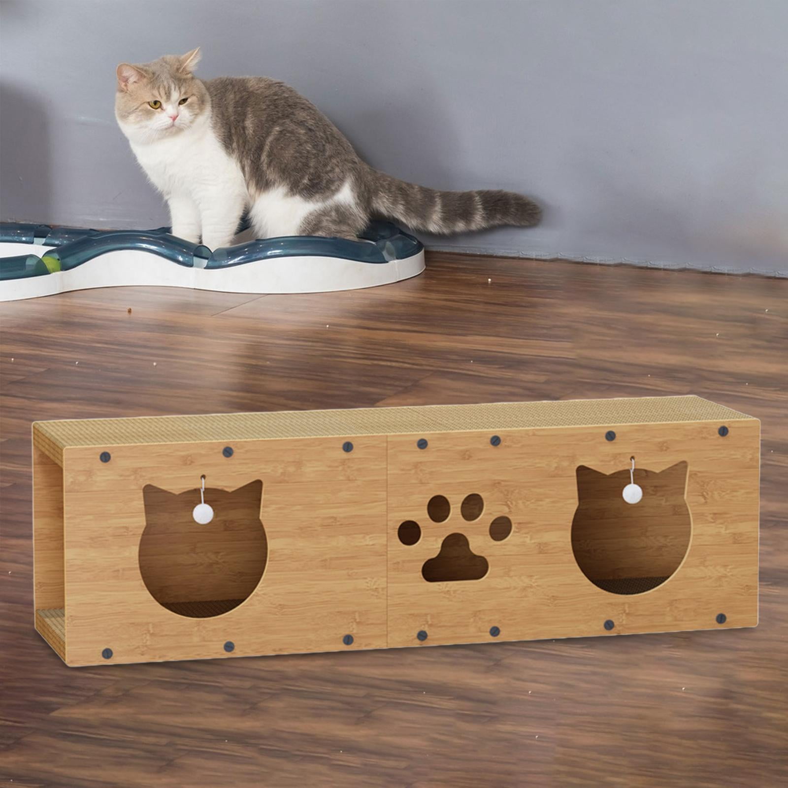 perfeclan Cat Cardboard Non-Slip Cat with Ball Toy Cat Lounge Activity Toy for Indoor Cats Animals