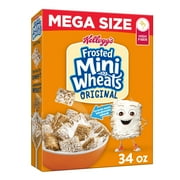 Frosted Mini-Wheats Cold Breakfast Cereal, High-Fiber, Whole Grain, Mega Size, Original, 34oz Box (1 Box)