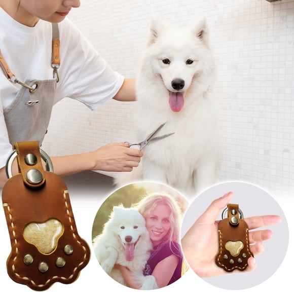 Llavero de cuero para pelo de mascota - Llavero conmemorativo para perro o gato con almacenamiento seguro para el pelo de mascotas, regalo único para amantes de las mascotas