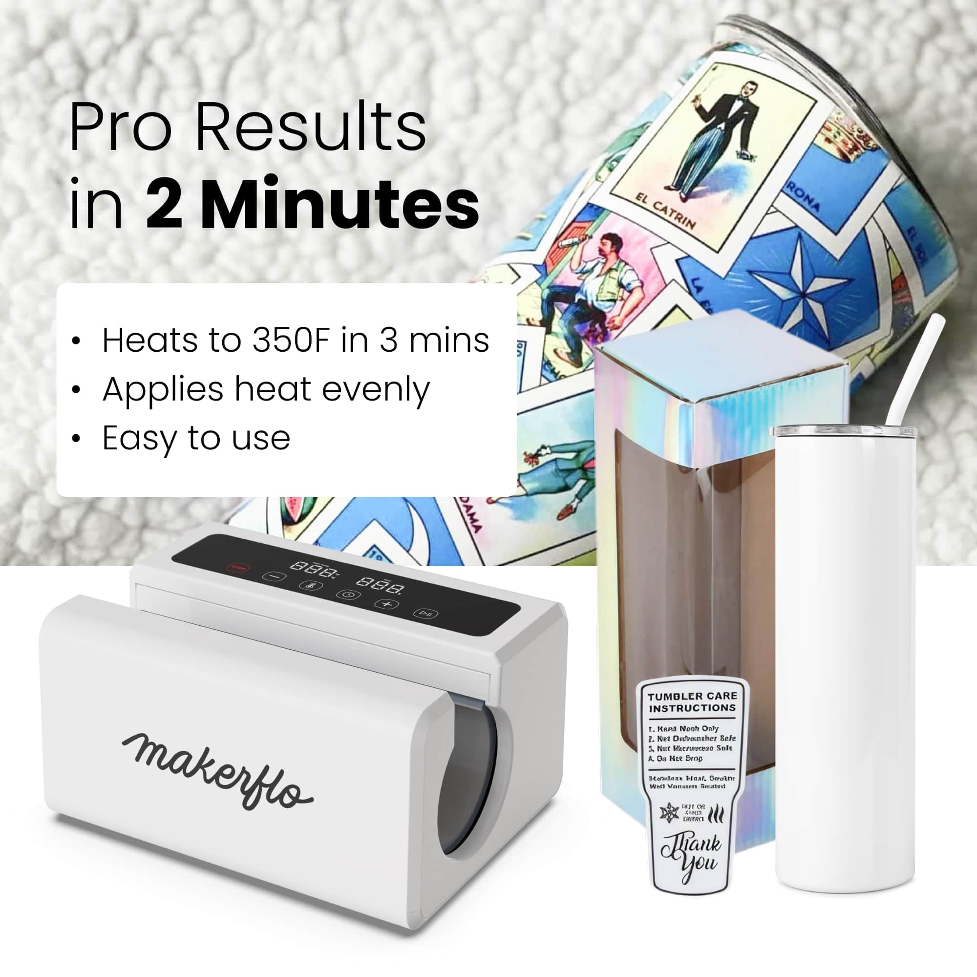 MakerFlo Automatic Tumbler Heat Press Machine, Auto Pressure Sublimation Mug Press for Tumblers, Mugs & Drinkware, Fast Heating with Even Heat Distribution, Digital Display, Heat Transfer Machine