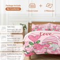 thumbnail image 6 of 3 Piece Pink Valentine's Gnomes,Duvet Cover Set Full Size,Microfiber Comforter/Quilt Cover with Corner Ties and 2 Pillowcases,Love Heart Checkered Stripe All Season Soft Bedding with Zipper Closure, 6 of 8