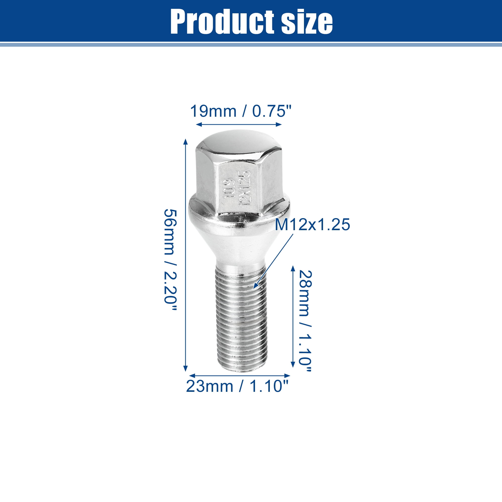 Unique Bargains 20 Extended Wheel Lug Bolts for Jeep Cherokee 2014-2022 M12x1.25mm