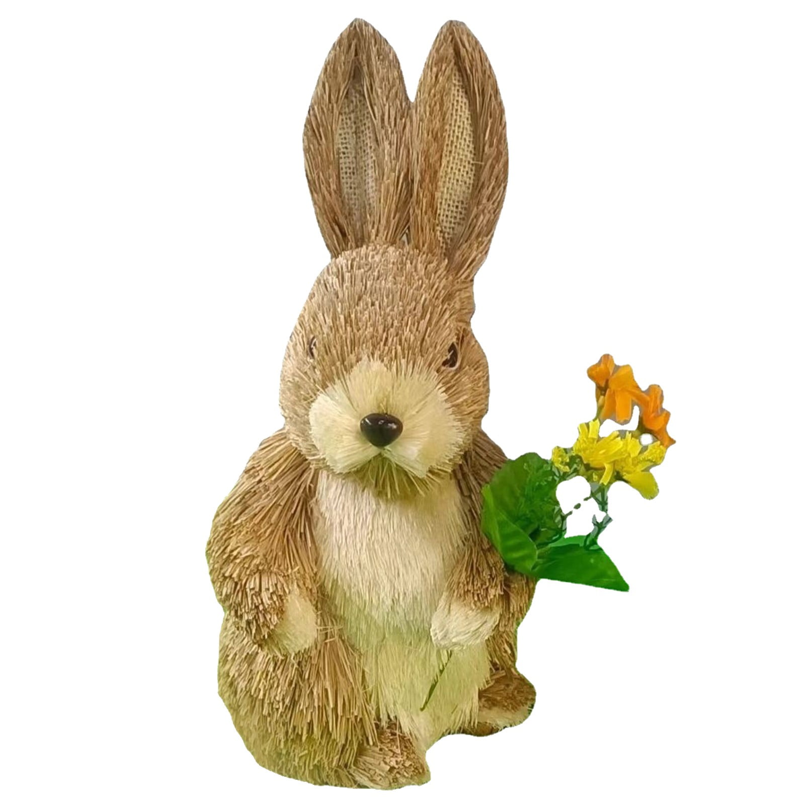 Statue Sculpture Easter Bunny Statue Standing Straw Rabbit Bunny Garden