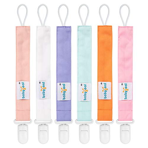 6 Pack Pacifier Holder for Boys and Girls Fits Most Pacifier Styles &Teething Toys and Baby Gift 6PB05-CA Babygoal Pacifier Clips 