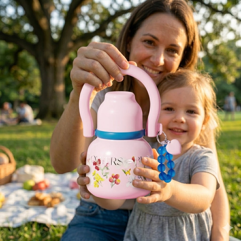Sidagar 22 oz Foral Pink Stainless Steel Vacuum Insulated Water Bottle