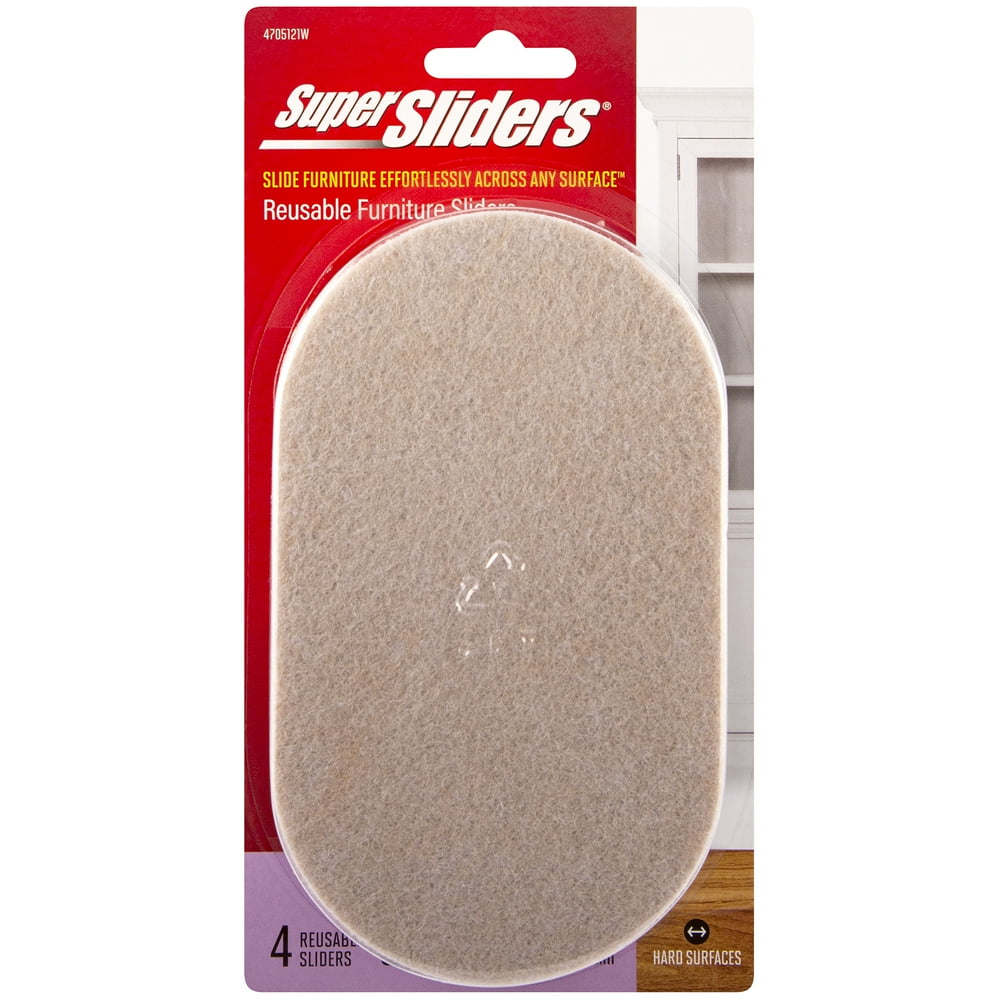 Super Sliders 31/2 x 6" Oval Felt Furniture Sliders Beige, 4 Pack
