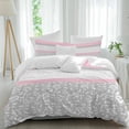 thumbnail image 2 of Pink Grey Bedding 3 Piece Duvet Cover Set California King, Chic Garden Floral Stripe Aesthetic Flower Boho Soft Microfiber Comforter Cover with Zipper Closure & Pillowcases, FadeResistant Quilt Cover, 2 of 9