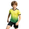 thumbnail image 3 of AWZXDE Boys Girls Children Football Sports Basketball Tracksuit Shorts T Shirt Sportswear Outdoor Activewear Set Yellow，11-12 Years, 3 of 6