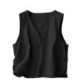thumbnail image 1 of Kovlvoll Womens Tops V Neck Button Solid Color Sleeveless Casual Loose Vests with Pockets, 1 of 6