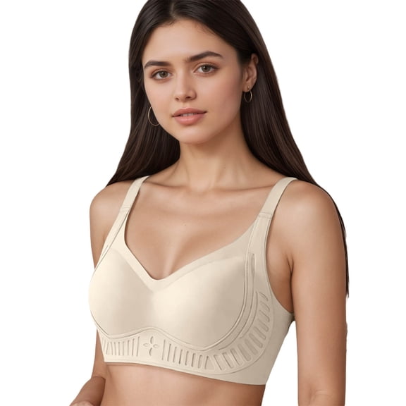 Yuanlong Womens T-shirt Bras Padded Soft Lift Seamless Bra Full Coverage Side Support Wireless Smoothing Comfort Everyday Bra