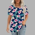 thumbnail image 2 of bnaln Womens Tops Dressy Casual Shirts Short Sleeve Front Pleated T-Shirts Fashion Trendy Summer Blouses Fashion Boho Floral Print Crewneck Tunic Shirt Loose Pullover Going Out Tops, 2 of 5