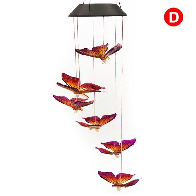 CAROOTU Solar Wind Chime Chandelier Color Changing Solar String Hummingbird Butterfly Lights Home Supplies