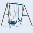 thumbnail image 4 of KloKick 7.5ft Heavy Duty Swing Set for Backyard, 500lbs Capacity Outdoor Metal Swing Set for Kids & Adults with Spider Swing and Belt Swing (Green), 4 of 7