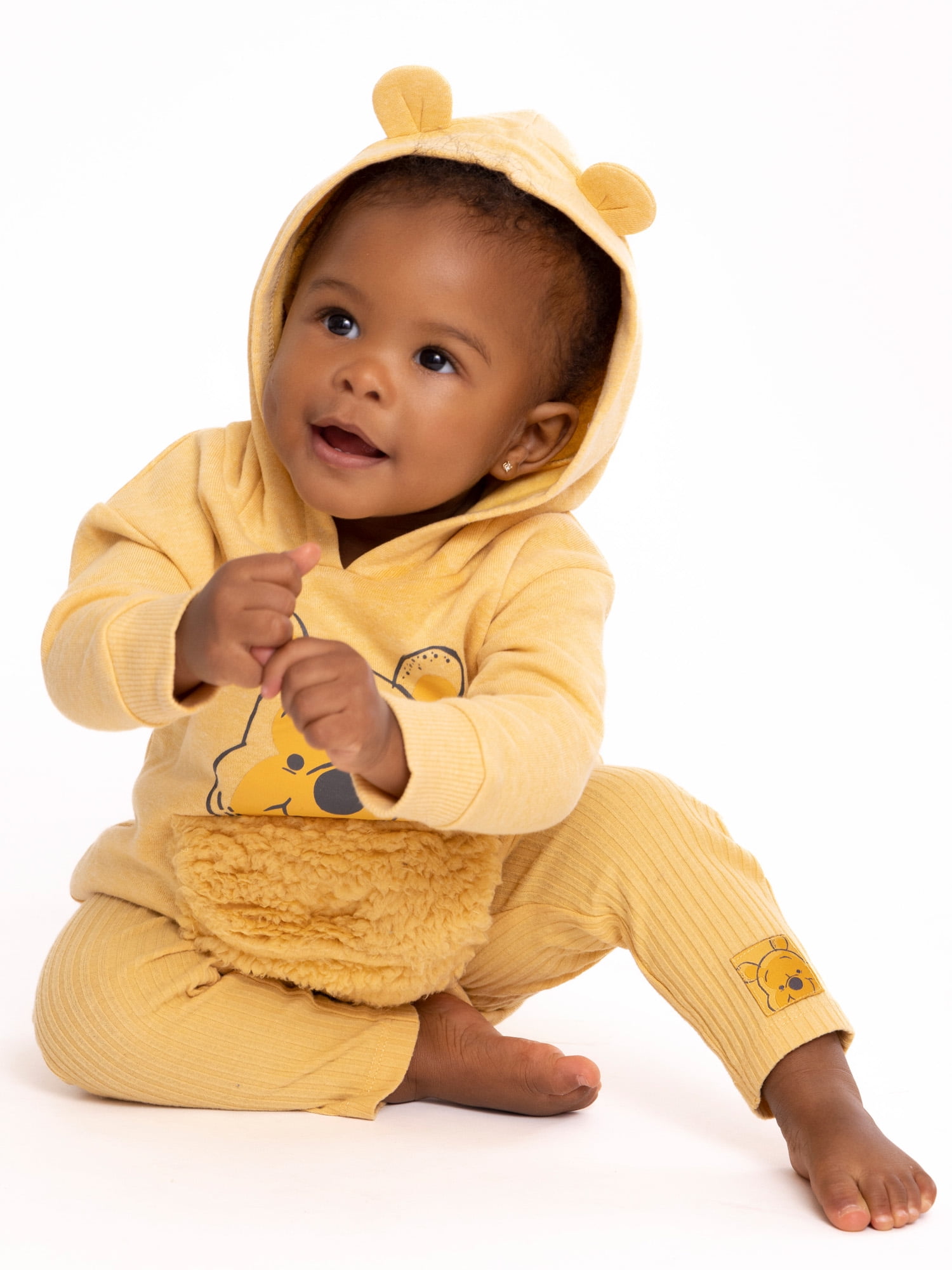 Disney Winnie The Pooh Newborn Baby Boys Hooded Bodysuit and Pants, 2-Piece Outfit Set, Sizes 0/3 Months - 24 Months