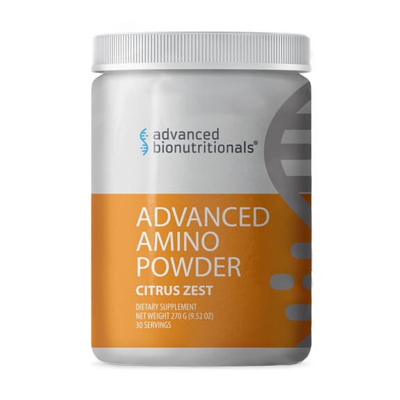 Advanced Amino Powder Citrus Zest - Essential Amino Acid Supplement, 30 Servings, 8 Essential Amino Acids, Post-Workout Recovery, Muscle Support, Energy & Stamina, Vegan, Gluten-Free, GMO-Free