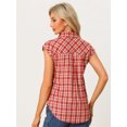 thumbnail image 4 of Camisa A Cuadros Con Cuello Abotonado Con Pu?os Enrollados Y Botones Rojos M, 4 of 6