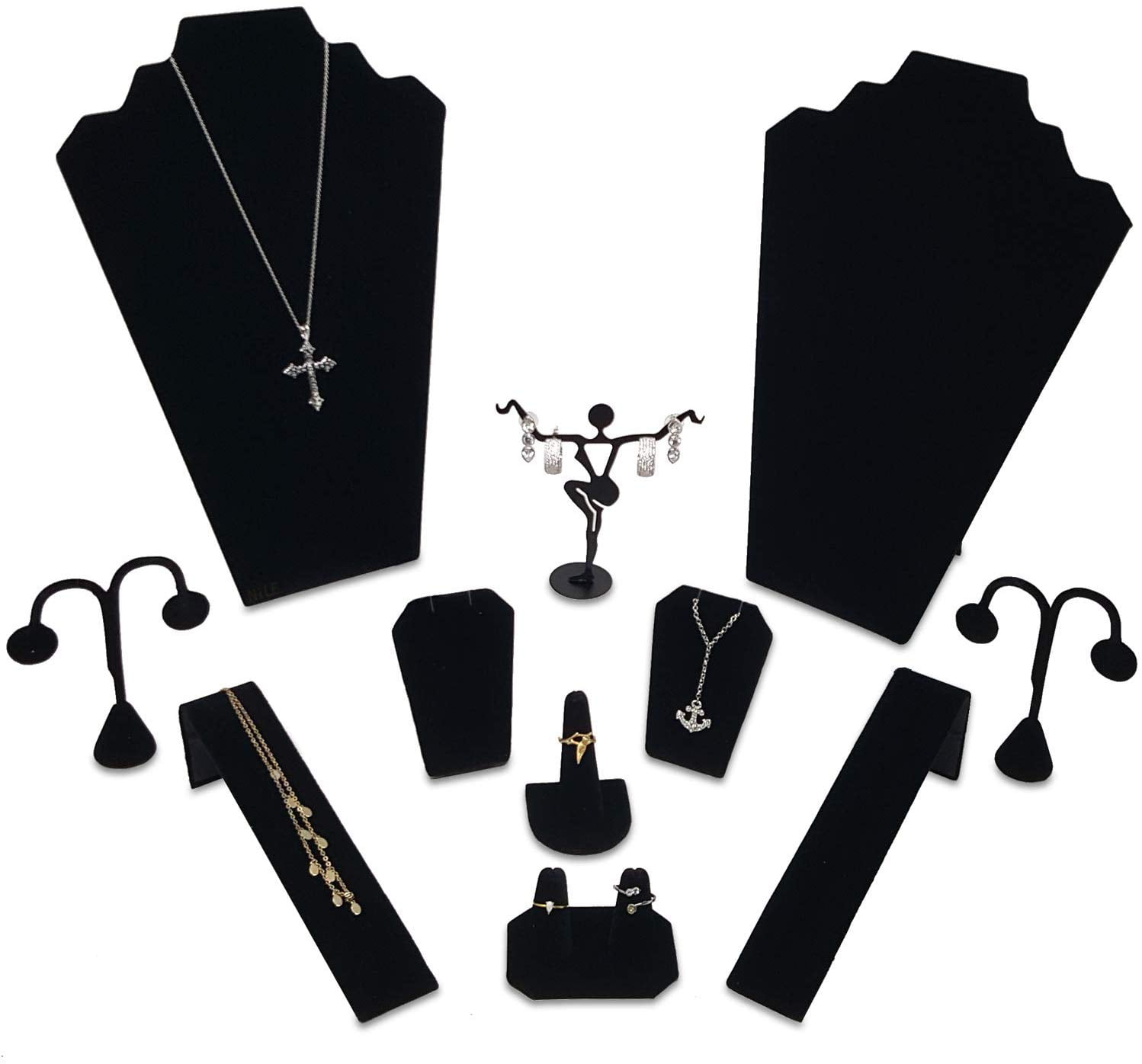 Mooca 6 Pcs Black Velvet Ring Finger Jewelry Holder Showcase Display Stands