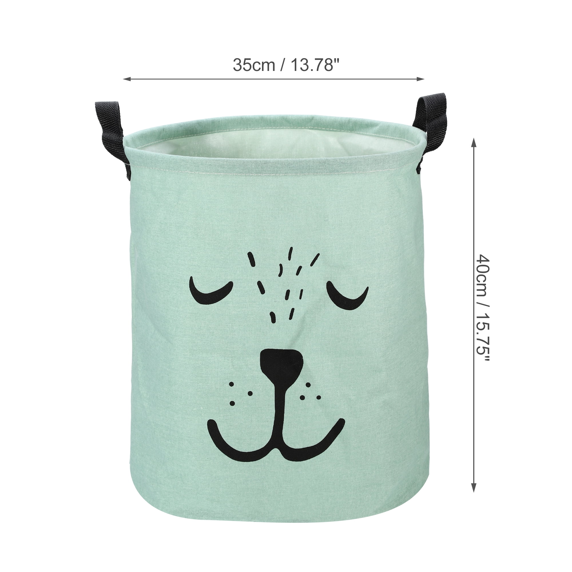 Unique Bargains Foldable Cylindrical Laundry Basket 15.75"x13.78" 40L Green 1 Pc