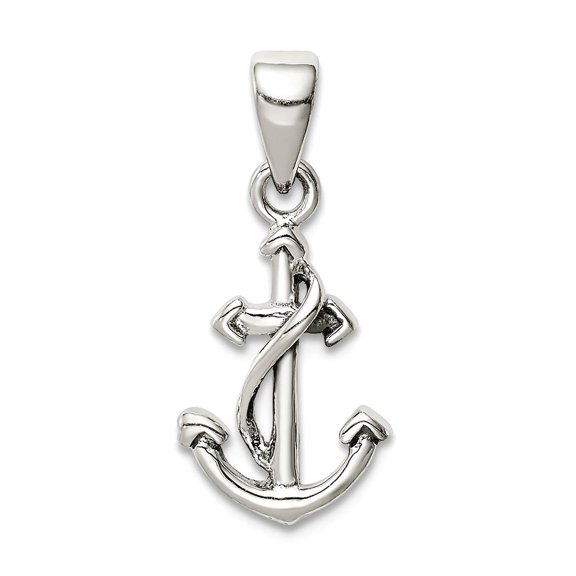 925 Sterling Silver Polished Nautical Ship Mariner Anchor Pendant Necklace 20.65x9.65mm Wide 9.45mm Thick Pendant for Wo