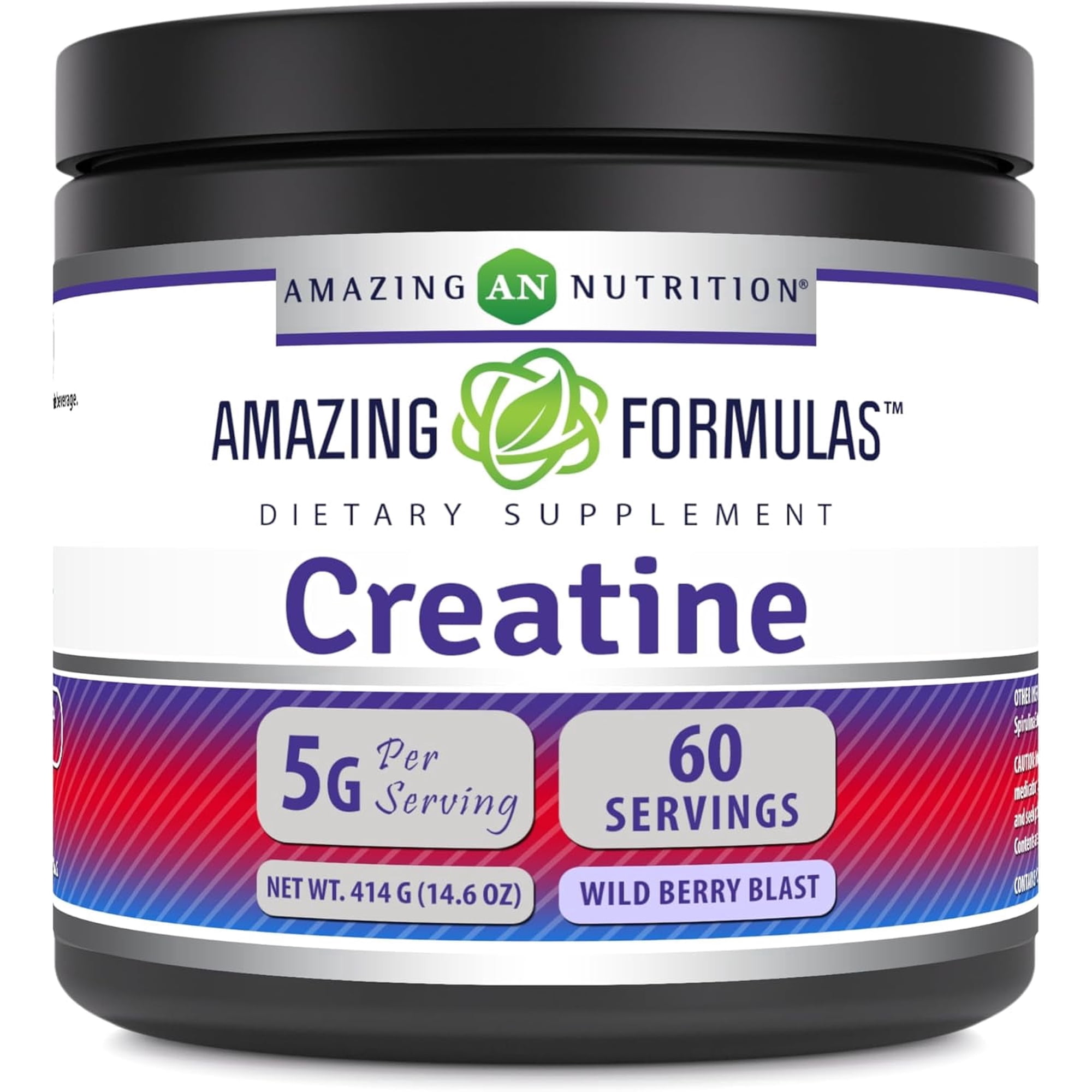 Amazing Formulas Micronized Creatine Monohydrate 5000mg Per Serving Wild Berry Blast Powder 14.6oz (414 Grams) Supplement | 60 Servings | Supports Improved Strength, Performance, and Muscle Growth