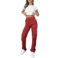 thumbnail image 3 of Coduop High Waist Cargo Pants for Women Straight Leg Cargo Trousers with Pockets, 3 of 9