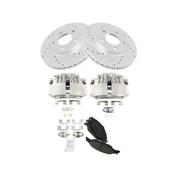 Front Brake Pad Rotor and Caliper Set - Compatible with 1999 - 2002 Ford Mustang 3.8L V6 2000 2001