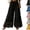 18# Black, variant on Linen Palazzo Pants Women Smocked Ruffle Waist Drawstring Wide Leg Eyelet Lace Trim Resort Bottoms Breathable Boho Vacation Wear White XXL