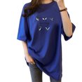 thumbnail image 2 of Camiseta de mujer estampada de manga corta con cuello redondo y camiseta holgada de verano, azul, M Methold AP001204-33B, 2 of 7