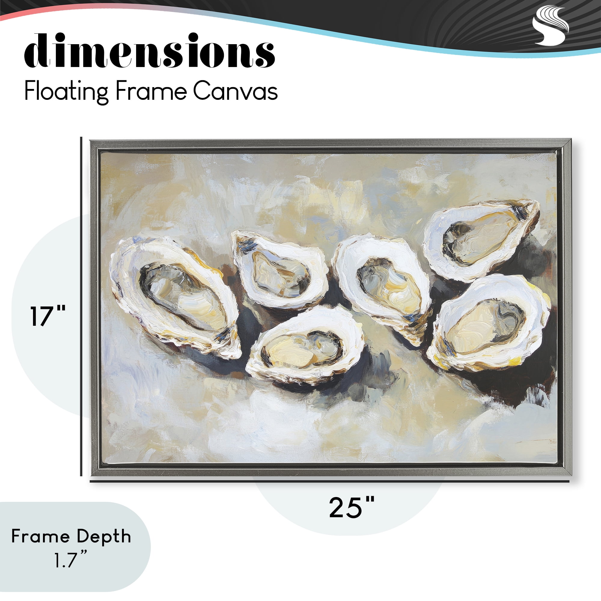 Stupell Industries Line of Oysters in Neutrals Gray Framed Floater Canvas Wall Art, design by Sisi and Seb
