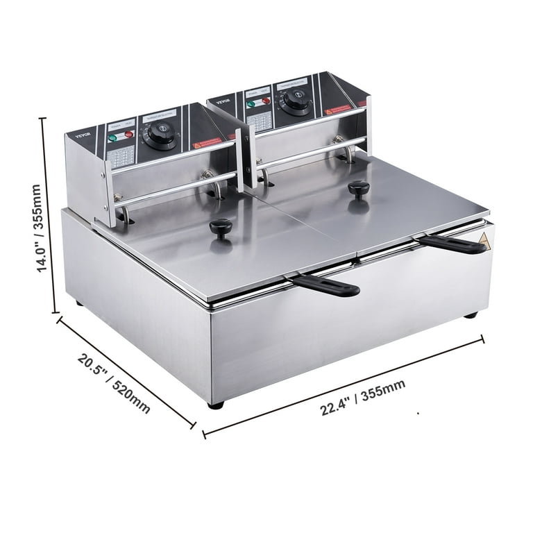 VEVOR Commercial Electric Deep Fryer Countertop Deep Fryer with Dual Tanks  3000W