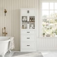 thumbnail image 6 of Homieasy 80" Tall White Kitchen Pantry Cabinet with Glass Doors, 3 Drawers & Adjustable Shelves - Versatile Storage Cupboard for Kitchen, Dining, Living Room, Bathroom, 6 of 8