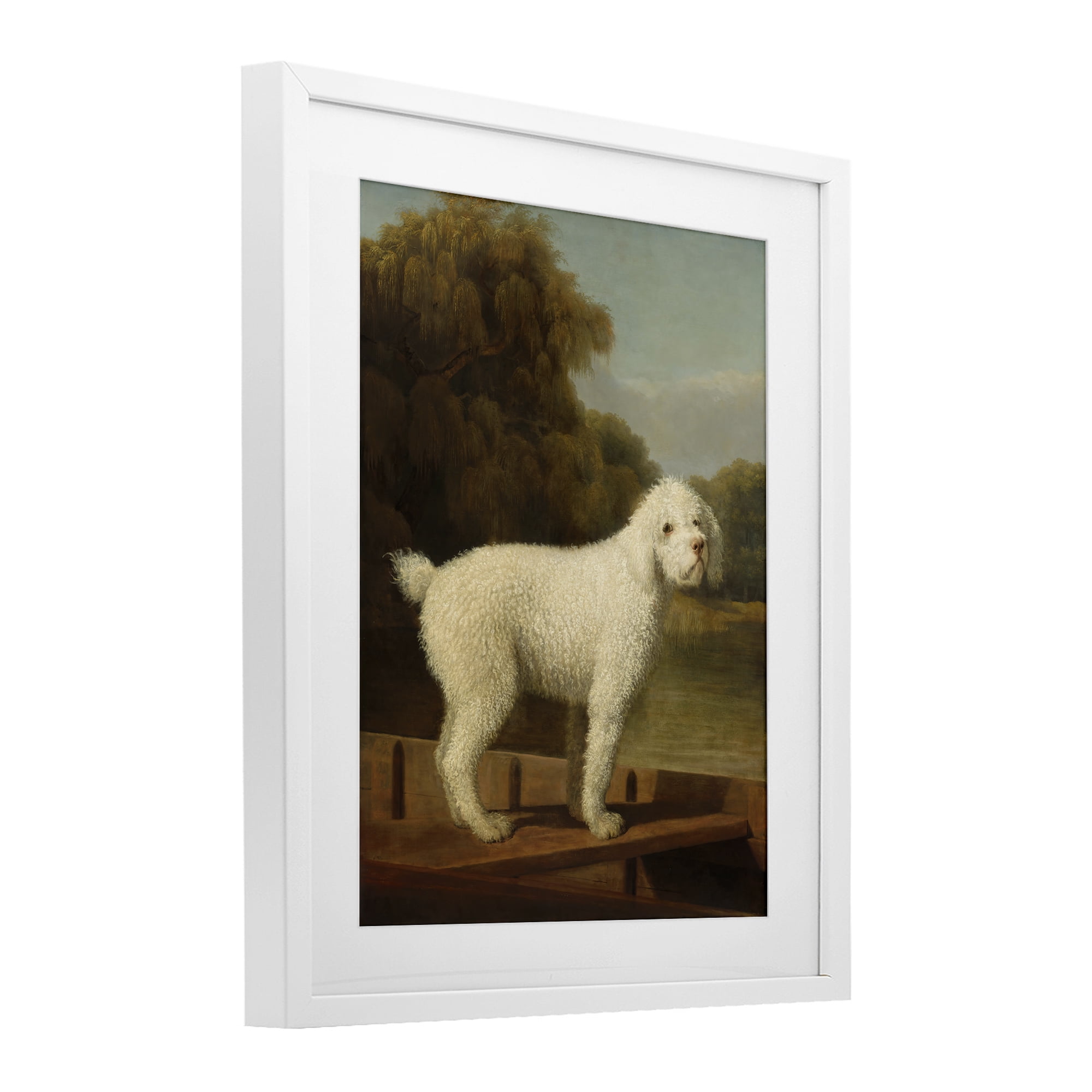 Stupell Industries White Poodle in a Punt White Framed Print Under Glass, design by Tina LeCour