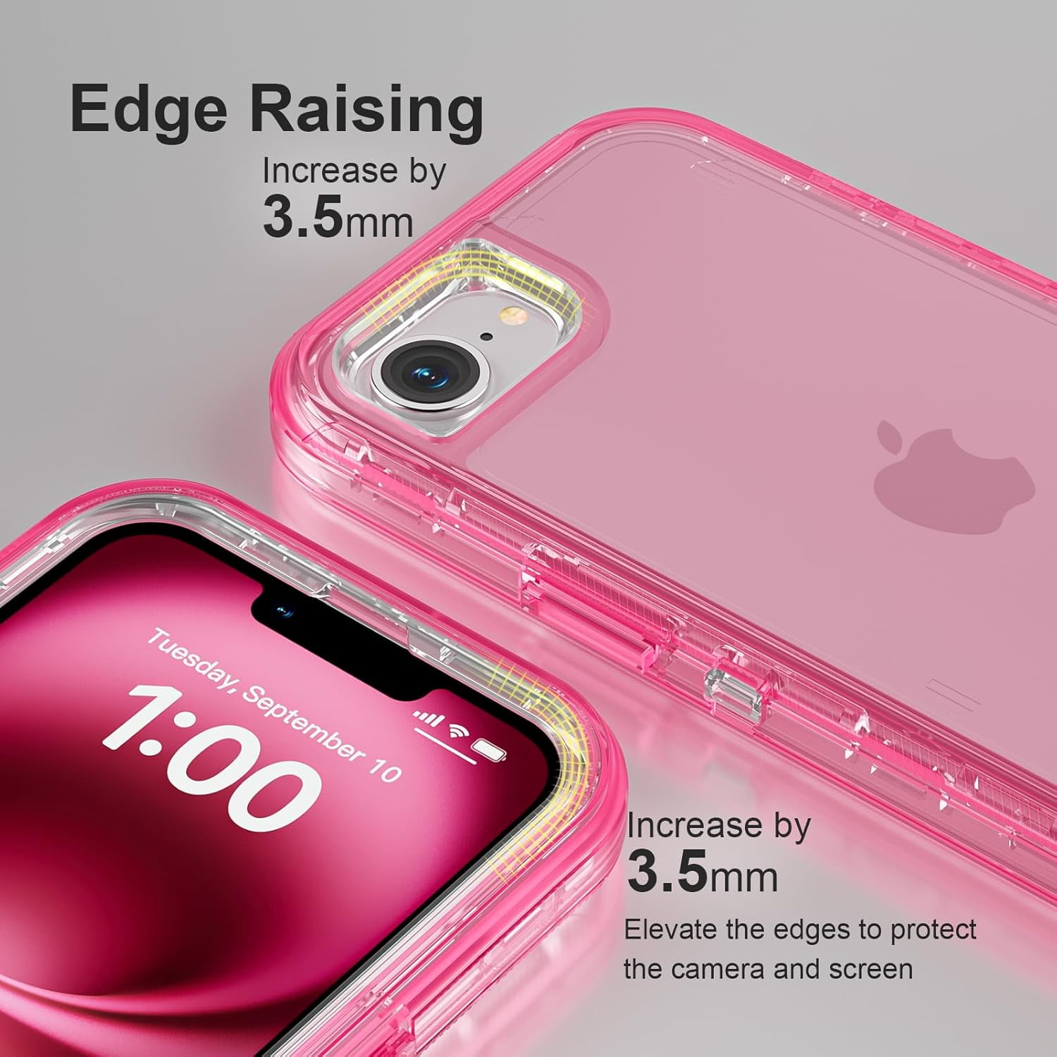 for iPhone 16e Case, Heavy Duty Shockproof Protection Phone Cases, Anti-Drop, Dual Layer Transparent Protective Cover Compatible with iPhone 16e, 6.1 inch, Crystal Pink