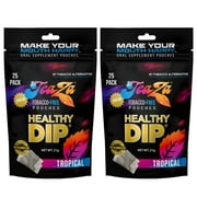 Teaza Herbal Energy Pouches Chewing Tobacco Alternative Nicotine Free Dip, Smokeless Alternative Snuff & Healthy Dip, Tropical Flavor (2 Pack) Mouthwatering Tropical Fruits Pineapple Mango Citrus