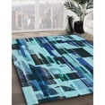 thumbnail image 3 of Ahgly Company Machine Washable Indoor Round Transitional Blue Diamond Blue Area Rugs, 7' Round, 3 of 7