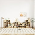 thumbnail image 3 of Bookshelf with Storage Bin, 6-Cube Storage Organizer, Modern Wood Open Bookcase, Multifunctional Display Shelf for Living Room, Bedroom, Home Office, Oak, 3 of 6
