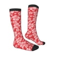 thumbnail image 3 of Vsdgher Red Hibiscus Flower Print Thigh High Socks Extra Long Stretchy Sock Women Over Knee High Opaque Stocking Daily Wear, 3 of 5