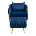thumbnail image 2 of Accent Chair with Storage Ottoman, Velvet Tufted Upholstered Armchair Set with Thicken Cushions & Barrel Back &  Metal Legs, Single Sofa Char for Living Room Bedroom Apartment, Navy, 2 of 7