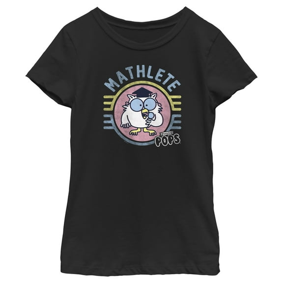 Girl's Tootsie Pop Mr. Owl Mathlete Graphic Tee Black Medium