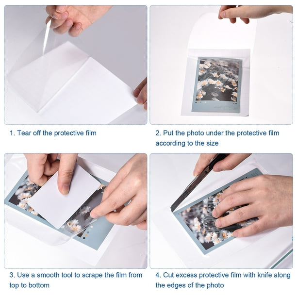 Auto-scellant Pochettes Plastifier Laminage Film Transparente Feuille,  129x91x0.26mm pour Photo, Papier, Menu, Paquet de 50 