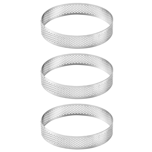 3X Moldes Redondos Agujero Acero Inoxidable para Tartas 20 cm Anillo de Tarta de Pastel de Mousse Postre de Pizza Molde de Decoración de Bricolaje Herramienta de Cocina